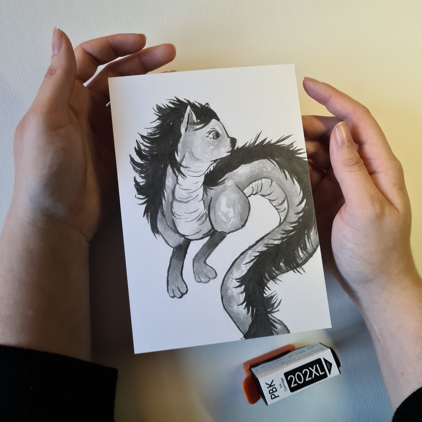 Kunstdruck - Das mystische KatzendrachenWesen