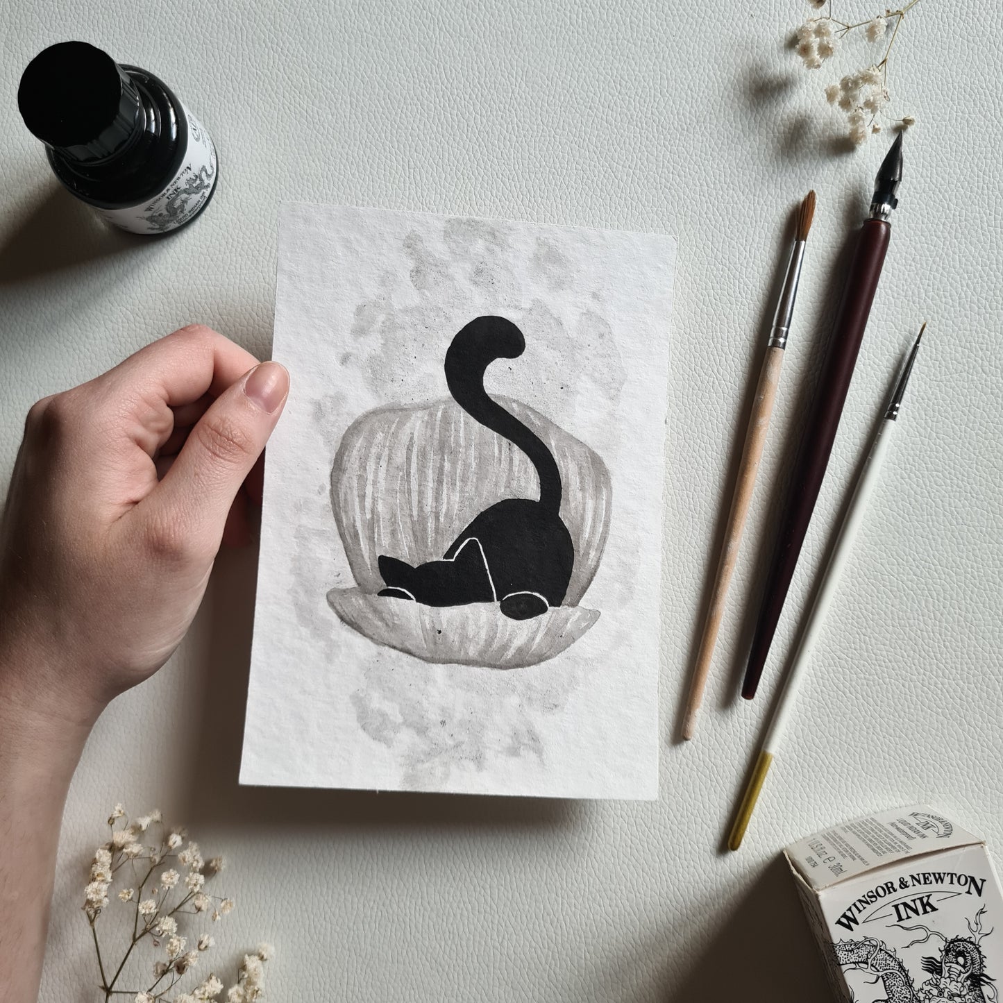 Original Ink Zeichnungen - Pearl Kitten