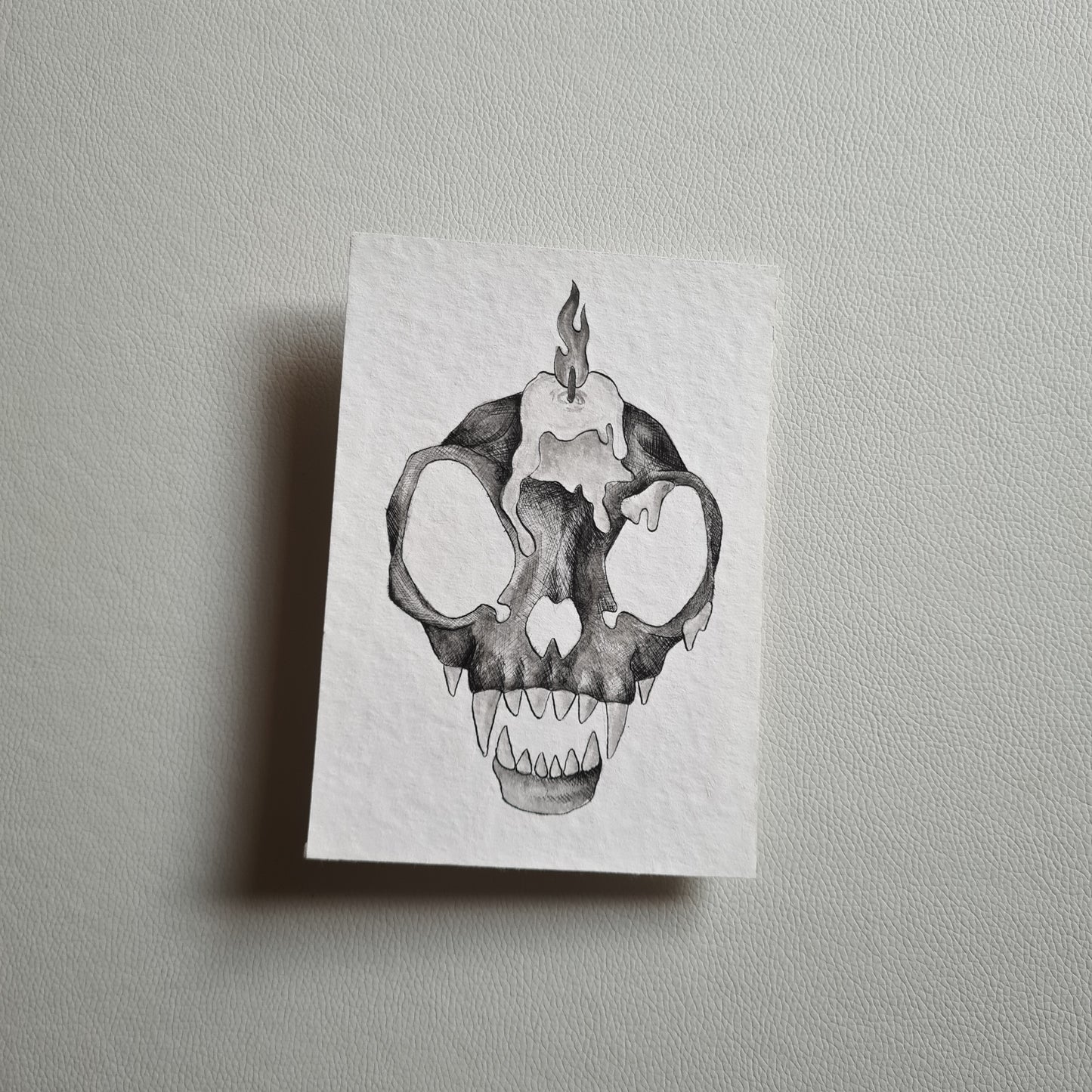 Original Ink Zeichnungen - Wachsgekrönter Schädel