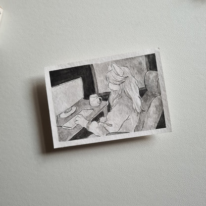 Original Ink Zeichnungen - Arbeit am PC