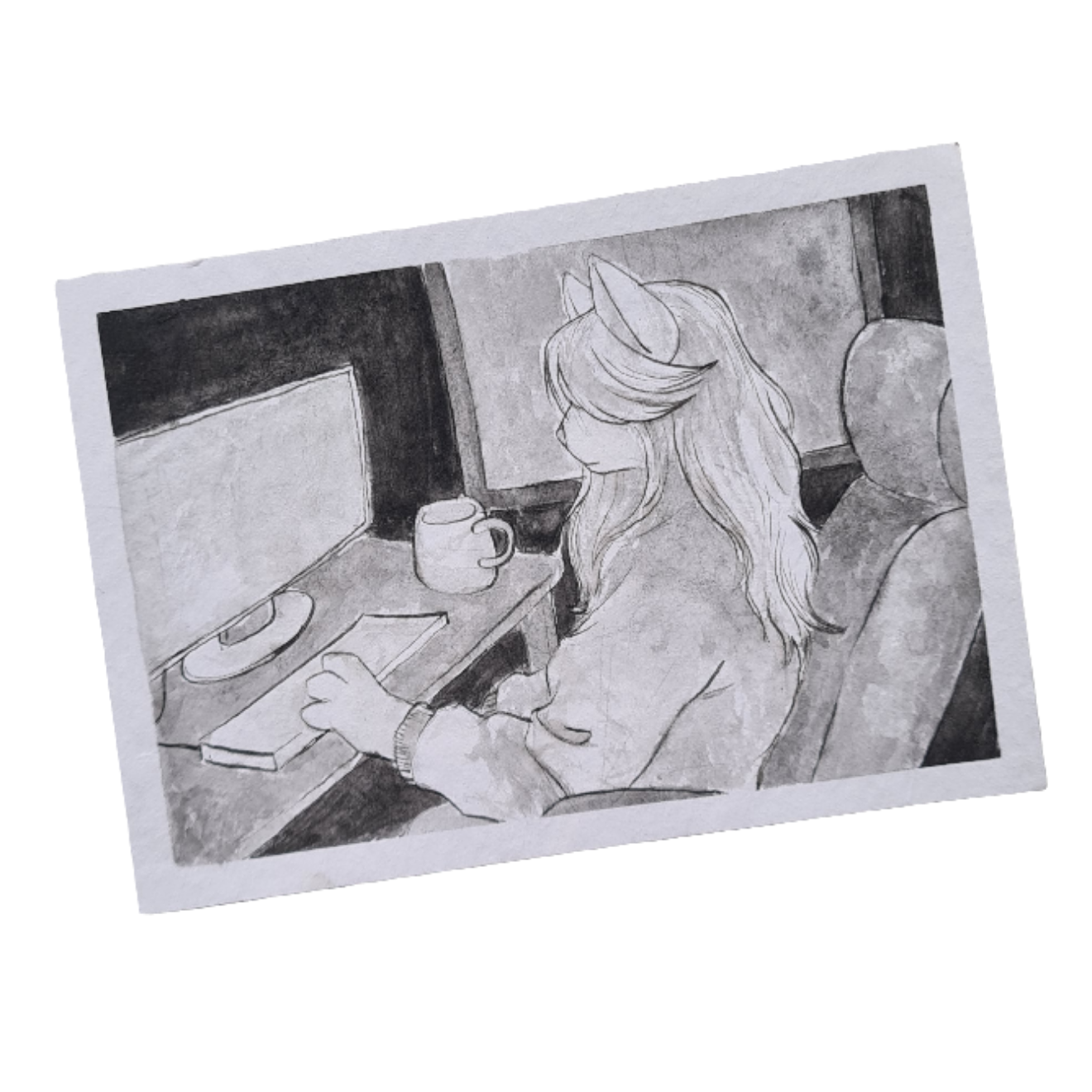 Original Ink Zeichnungen - Arbeit am PC