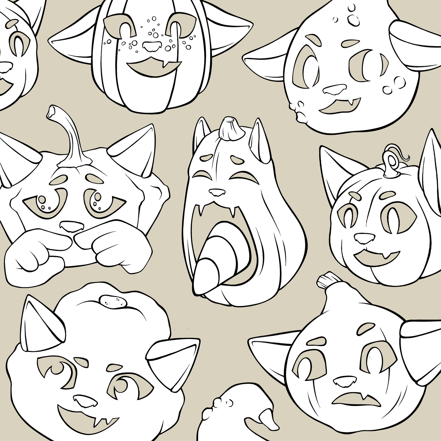 Kürbis Paket - digitale Malvorlage