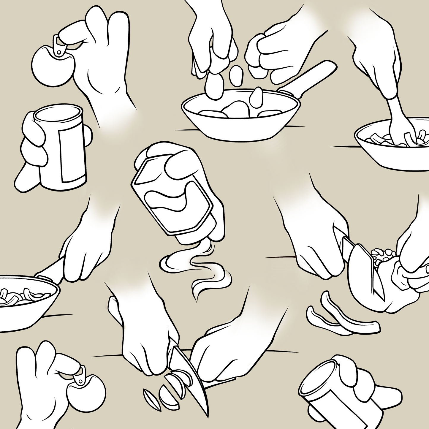 Koch Katzen Pfoten Paket - digitale Malvorlage